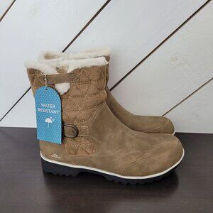 NEW JBU Glasgow Womens 11M Water-Resistant Taupe Ankle Boots Faux Fur Lined 5CT